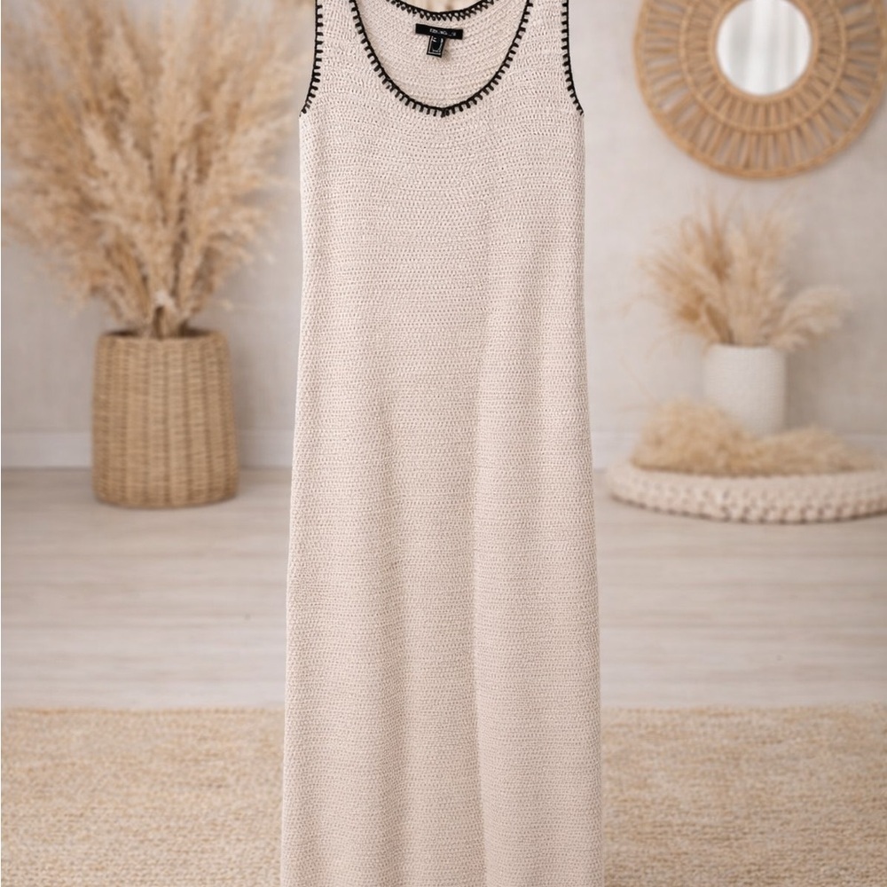 Forever 21 Maxi Dress Cream color with Black Trim